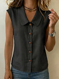 Women's lapel Sleeveless Cardigan Top