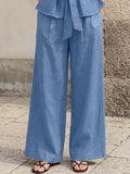 Women's Solid Color Art Stylish Casual Vest And Pants Cotton Linen Two-Piece Set