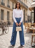 Women's single ruffled jeans