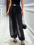 Stylish Polka-dot Sheer Harem Pants With Lining