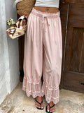Women's Wide-leg Casual Pants With Elastic Waist And Loose Fit
