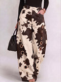 Women's Abstract Print High-waisted Wide-leg Jeans