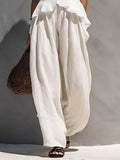 Women's Art Ruffle Stylish Casual Top And Pants Cotton Linen Two-piece Set
