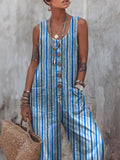 Women's Retro Geometry Print Casual Jumpsuit