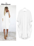 Women's Solid Color Loose Elegant Casual Long-sleeved Pocket Dress