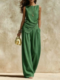 Women's Striped Sleeveless Top And Pants Two-piece Set