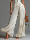 Women's Elegant & Flowy Pleated Halter-neck Long Wide-leg Jumpsuit