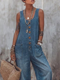 Women's Stripe Print Casual Jumpsuit
