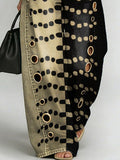 Women's Vintage Geometric Art Print Casual Fashion Cutout Jeans