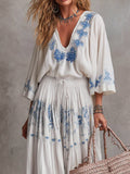 Women's Retro Floral Pattern Art Stylish Cotton Linen Maxi Dress