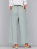 Women's Cotton-linen Casual Trousers — Lightweight Spring/summer Retro-style Wide-leg Pants With Ethnic Embroidery
