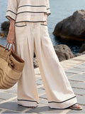 Women'S Casual V-Neck Printed Wide-Leg Pants Set