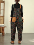 Women Vintage Patchwork Cotton Loose Denim Jumpsuits