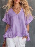 Cozy Ruffled Cotton Shirt Top