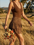 Women's Sexy V-neck Sleeveless Spaghetti Strap Patchwork Dress