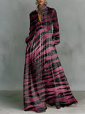 Zebra-print Stand-collar Single-breasted Long Shirt Dress
