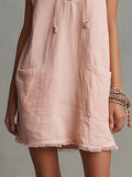 Women's Retro-Sporty Cotton-Linen Dress