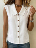 Women's lapel Sleeveless Cardigan Top