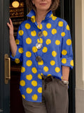Artistic Brushstroke Polka Dot Print Shirt With Metal Buttons