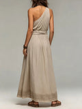 Women's Simple Asymmetric Shoulder Dress