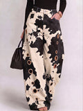 Women's Abstract Print High-waisted Wide-leg Jeans