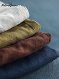 Women's Lapel Neck Casual Solid Colour Cotton And Linen Long Sleeve Shirt