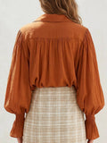 Women's Ruffled Art Casual Stylish Cotton Linen Long Sleeve Shirt