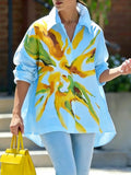 Women's Casual Floral Lapel Shirt