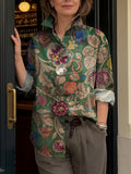 Women's Colorful Flowers Print Shirt