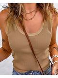 Plain Waffle Knit Tank Top