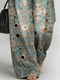 Women's RetroPrint Casual Fashion Cutout Jeans