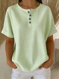 Artistic Cut Striped Cotton-linen Shirt Blouse