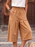 Cozy Button-detail Pleated Cotton-linen Shorts