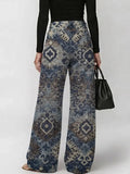 Women's Vintage Ethnic-style Patterns Print Print Casual Fashion Cutout Jeans